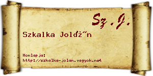 Szkalka Jolán névjegykártya